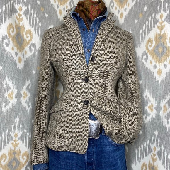 Ralph Lauren Jackets & Blazers - Vtg Ralph Lauren Brown Herringbone Tweed Blazer